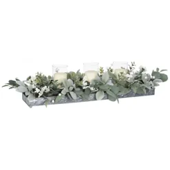 Arrangements & Greenery-Kirkland's Home Green Eucalyptus Galvanized Centerpiece Green/Silver