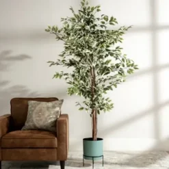 Trees & Topiaries-Kirkland's Home Green Ficus Potted Tree, 73 In.