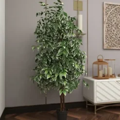 Trees & Topiaries-Kirkland's Home Green Ficus Potted Tree, 73 In.