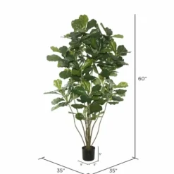 Trees & Topiaries-Kirkland's Home Green Fiddle Leaf Tree, 5 Ft.