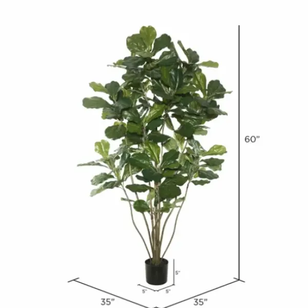 Trees & Topiaries-Kirkland's Home Green Fiddle Leaf Tree, 5 Ft.