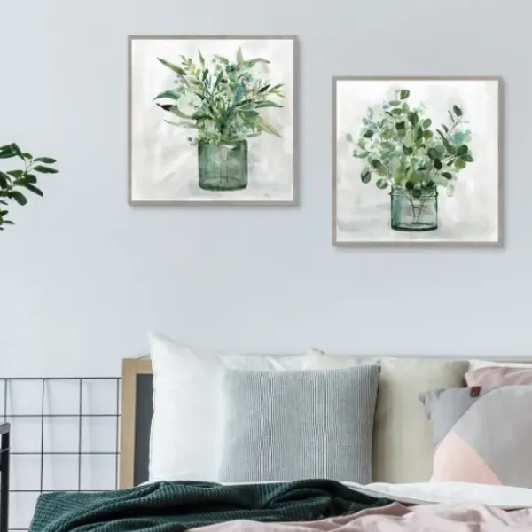 Canvas Art-Kirkland's Home Green Garden 2-Pc. Framed Canvas Art Print Set Gray