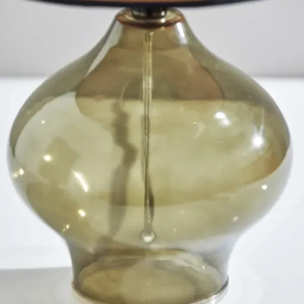 Table Lamps-Kirkland's Home Green Glass And Rat Shade Table Lamp, 23 In. Tan