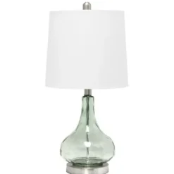 Table Lamps-Kirkland's Home Green Glass Ripple Table Lamp White