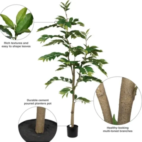 Trees & Topiaries-Kirkland's Home Green Nandina Tree In Black Planter
