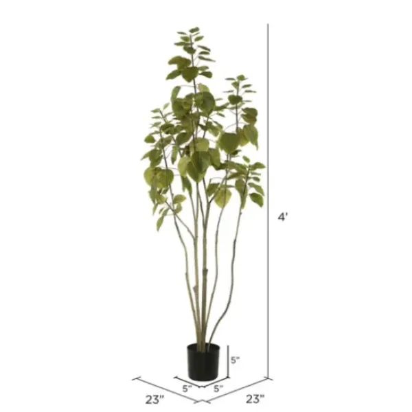 Trees & Topiaries-Kirkland's Home Green Potted Cotinus Coggygria Tree, 4 Ft.