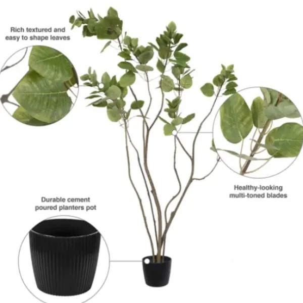 Trees & Topiaries-Kirkland's Home Green Potted Cotinus Coggygria Tree, 4 Ft.
