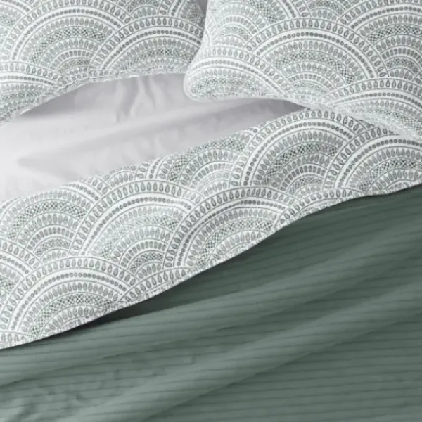 Quilts-Kirkland's Home Green Scalloped Reversible 3-Pc. Queen Quilt Set Green/White