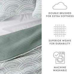 Quilts-Kirkland's Home Green Scalloped Reversible 3-Pc. Queen Quilt Set Green/White