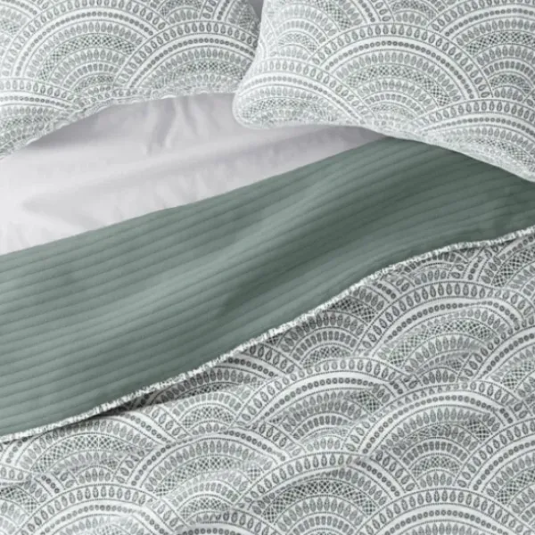 Quilts-Kirkland's Home Green Scalloped Reversible 3-Pc. King Quilt Set Green/White