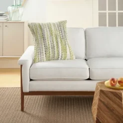 Pillows-Kirkland's Home Green Space Dye Woven Pillow Green/White