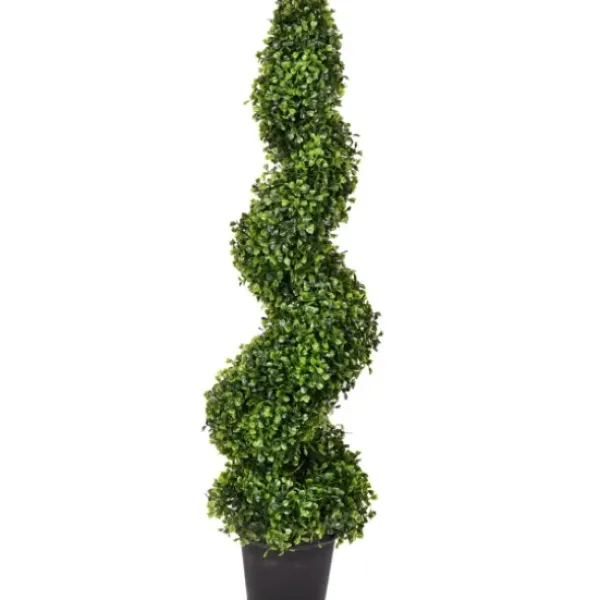 Trees & Topiaries-Kirkland's Home Green Spiral Boxwood Potted Topiary, 3 Ft.