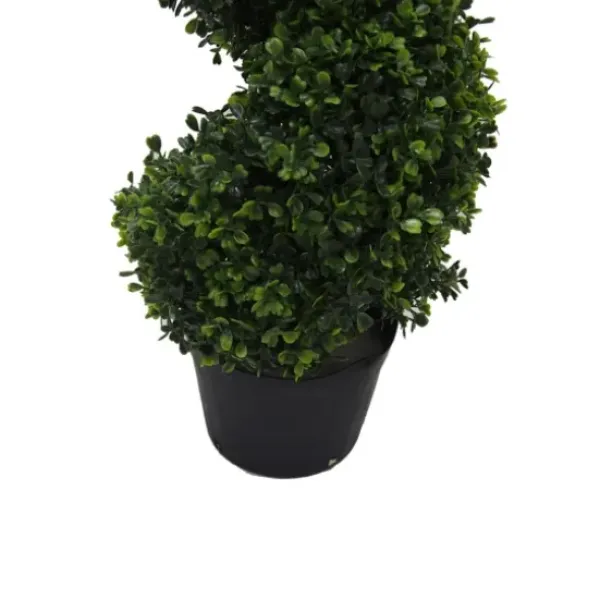 Trees & Topiaries-Kirkland's Home Green Spiral Boxwood Potted Topiary, 3 Ft.