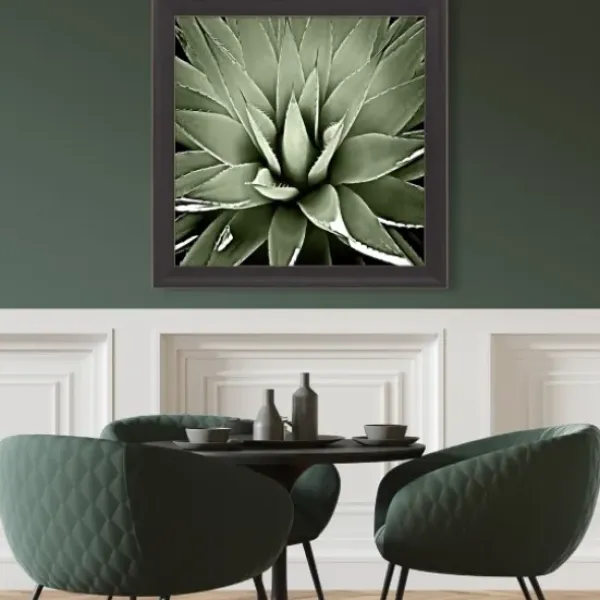 Framed Art-Kirkland's Home Green Succulent Iii Framed Canvas Art Green/White/Black
