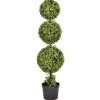 Trees & Topiaries-Kirkland's Home Green Triple Ball Boxwood Potted Topiary, 4 Ft.