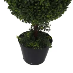 Trees & Topiaries-Kirkland's Home Green Triple Ball Boxwood Potted Topiary, 4 Ft.