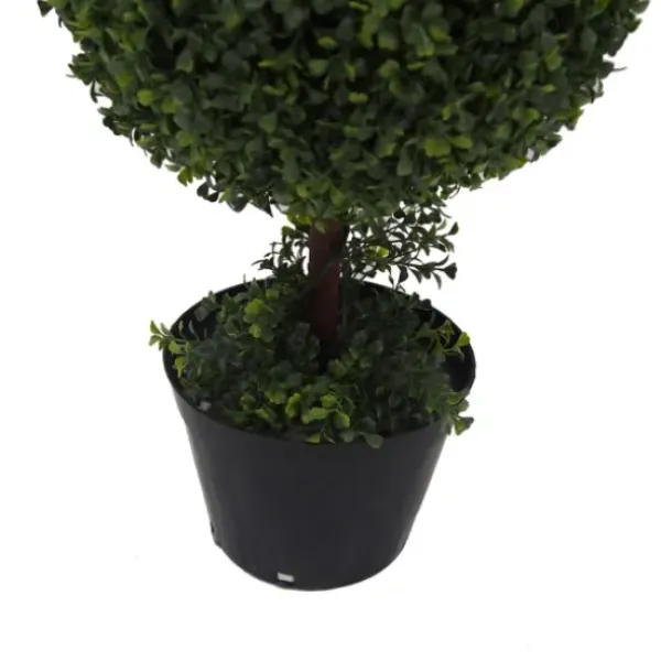 Trees & Topiaries-Kirkland's Home Green Triple Ball Boxwood Potted Topiary, 4 Ft.