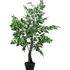 Trees & Topiaries-Kirkland's Home Green Variegated Leaf Ficus Tree