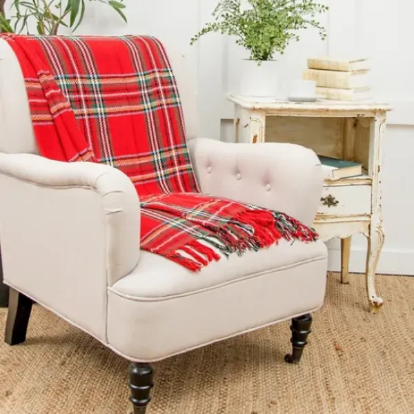 Blankets & Throws-Kirkland's Home Green Yellow Christmas Throw Blanket Red