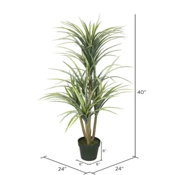 Trees & Topiaries-Kirkland's Home Green Yucca Tree In Black Planter