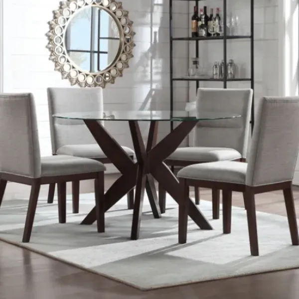 Dining Sets-Kirkland's Home Greige And Walnut 5-Pc. Dining Set Brown/Gray/Tan