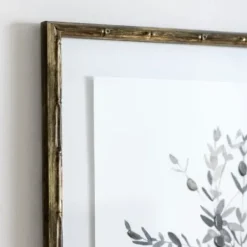 Framed Art-Kirkland's Home Greige Leaves Ii Bamboo Frame Art Print Gray/White