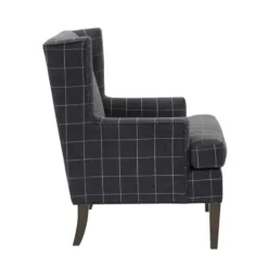 Accent Chairs-Kirkland's Home Grid Plaid Upholstered Martha Stewart Accent Chair Gray