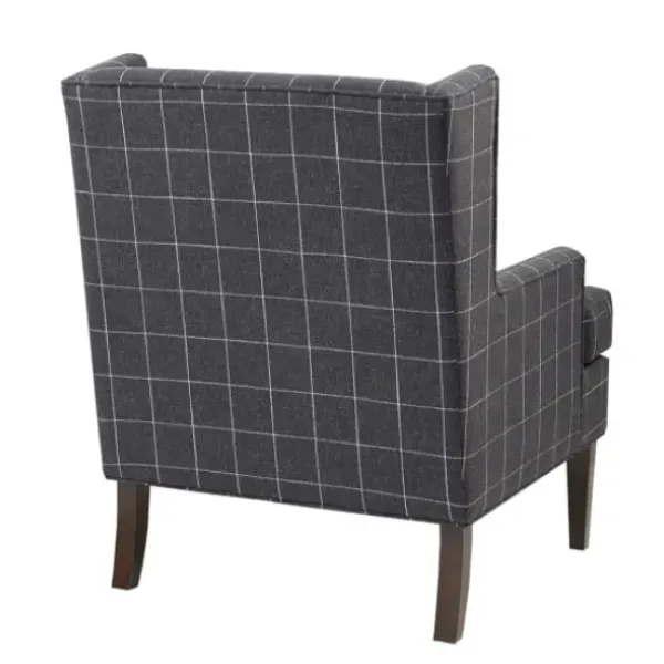 Accent Chairs-Kirkland's Home Grid Plaid Upholstered Martha Stewart Accent Chair Gray