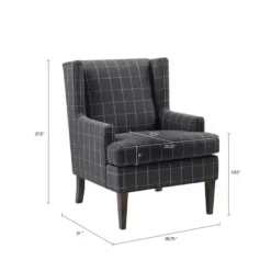 Accent Chairs-Kirkland's Home Grid Plaid Upholstered Martha Stewart Accent Chair Gray