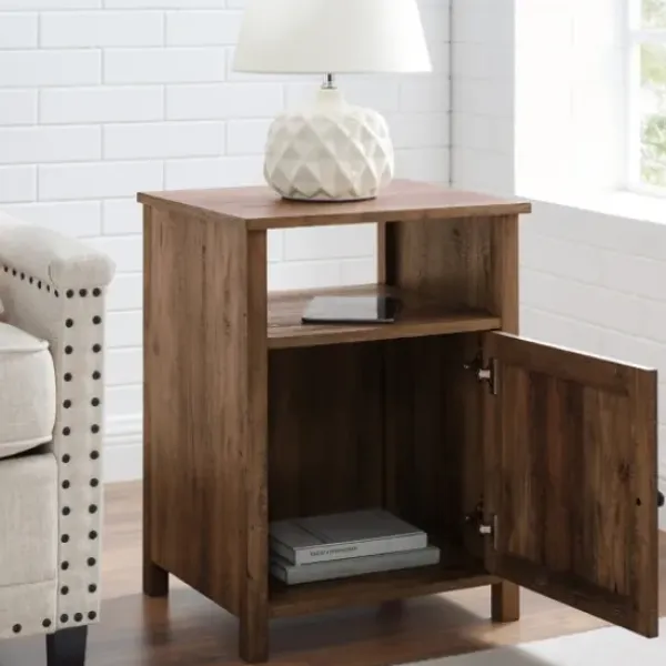 Accent & End Tables-Kirkland's Home Grooved Door Barnwood Side Table Brown