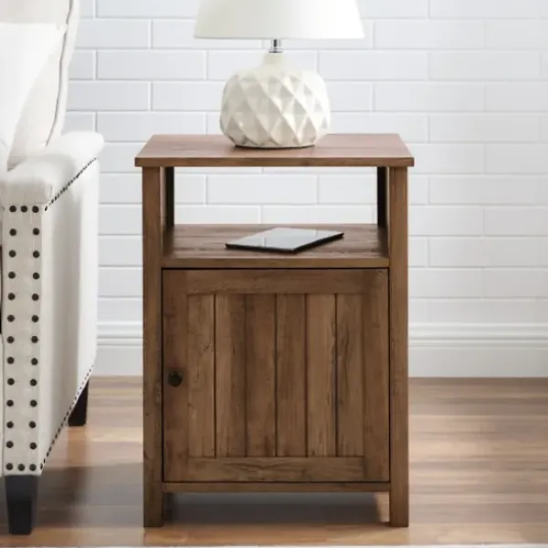Accent & End Tables-Kirkland's Home Grooved Door Barnwood Side Table Brown