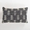 Pillows-Kirkland's Home Hadid Woven Stripes Lumbar Pillow Black/Ivory