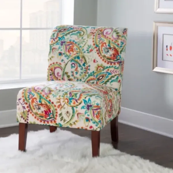 Accent Chairs-Kirkland's Home Hailey Bright Paisley Curved Back Slipper Chair Multi