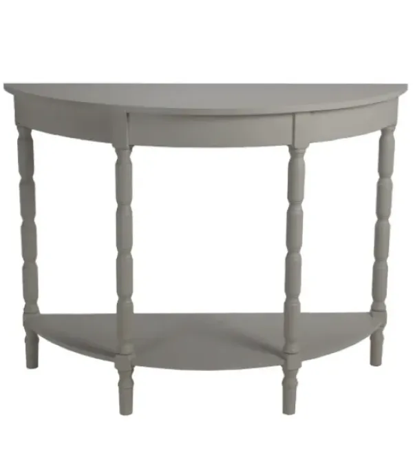 Console Tables-Kirkland's Home Half Round Wood Console Table Gray