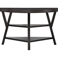 Console Tables-Kirkland's Home Half Round Wood Flared Base Console Table Black