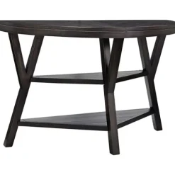 Console Tables-Kirkland's Home Half Round Wood Flared Base Console Table Black