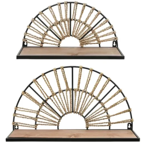 Shelves-Kirkland's Home Half-Moon Woven Seagrass Wall Shelf, Set Of 2