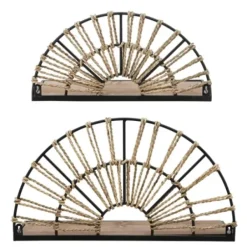 Shelves-Kirkland's Home Half-Moon Woven Seagrass Wall Shelf, Set Of 2