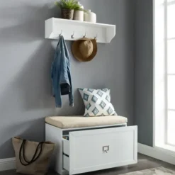 Entryway Furniture-Kirkland's Home Halie Modern Upholstered 2-Pc. Hall Tree Set