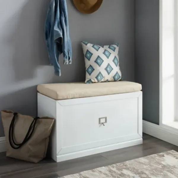Entryway Furniture-Kirkland's Home Halie Modern Upholstered Storage Bench