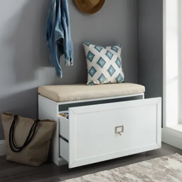 Entryway Furniture-Kirkland's Home Halie Modern Upholstered Storage Bench