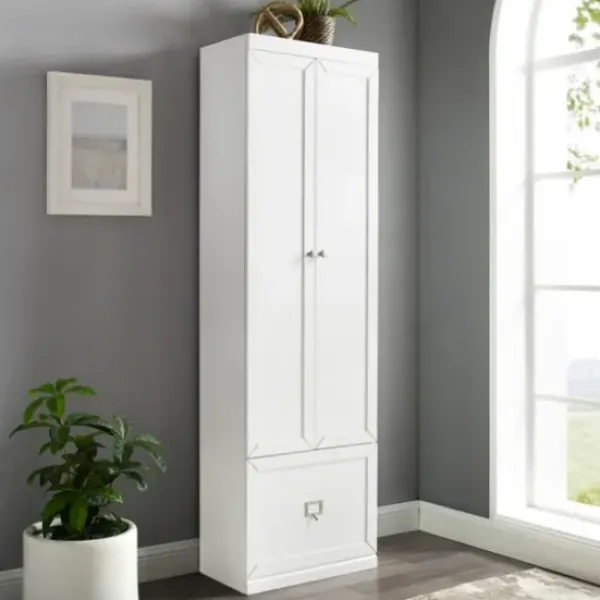 Cabinets & Sideboards-Kirkland's Home Halie White Wood 2-Door Pantry Closet