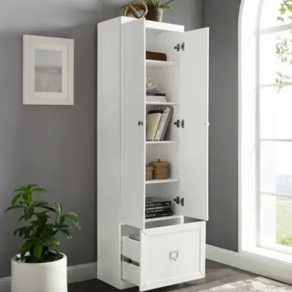 Cabinets & Sideboards-Kirkland's Home Halie White Wood 2-Door Pantry Closet