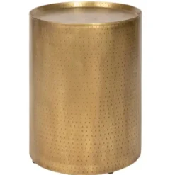 Accent & End Tables-Kirkland's Home Hammered Brass Barrel Accent Table