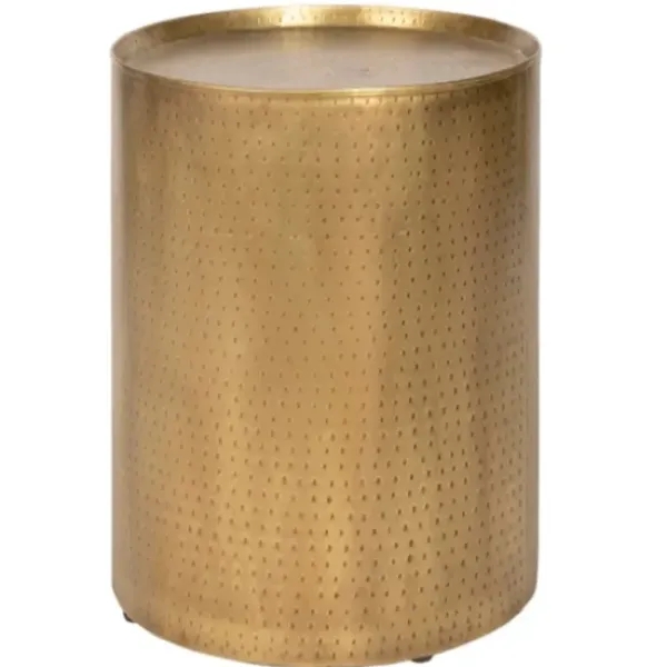 Accent & End Tables-Kirkland's Home Hammered Brass Barrel Accent Table