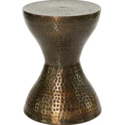 Accent & End Tables-Kirkland's Home Hammered Bronze Iron Hourglass Accent Table Brown