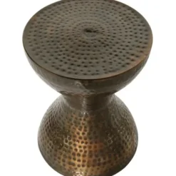 Accent & End Tables-Kirkland's Home Hammered Bronze Iron Hourglass Accent Table Brown