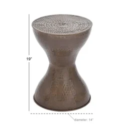 Accent & End Tables-Kirkland's Home Hammered Bronze Iron Hourglass Accent Table Brown
