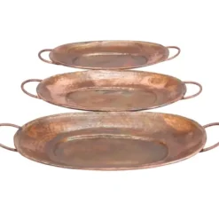 Decorative Trays-Kirkland's Home Hammered Copper 3-Pc. Iridescent Tray Set Brown