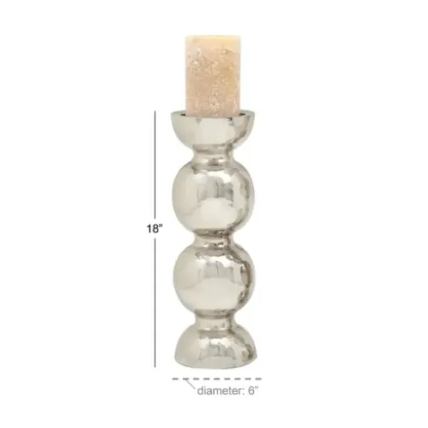 Candle Holders-Kirkland's Home Hammered Metal Orb Candle Holder, 18 In. Silver